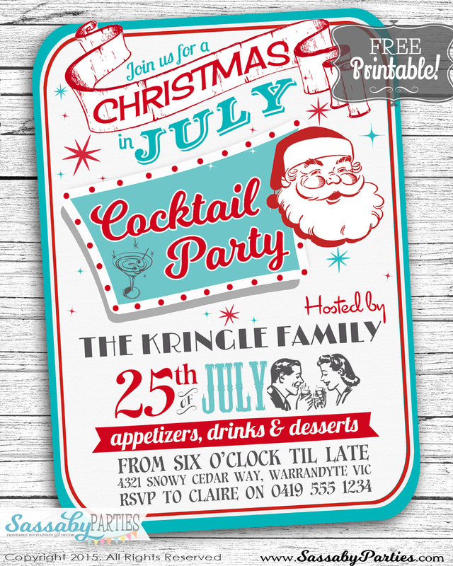 Have a fun Christmas in July Cocktail Party with our Free editable & printable Invitation. Grab it at our Blog!