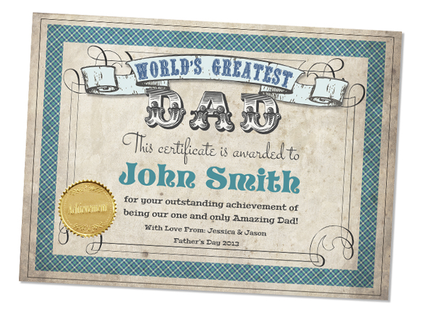 Free Printable & Editable Fathers Day Certificate! It's the chance to show Dad just how proud of him you really are! at the Sassaby Parties Blog