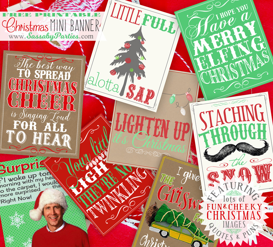 Fun Christmas Images, Quotes & Puns free printable Mini Banner. Love this Christmas Decoration idea!
