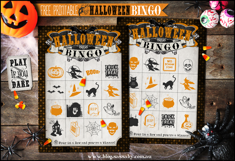 Free Printable Halloween Bingo Set from SassabyParties.com